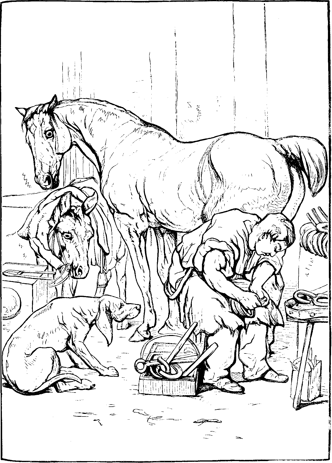 From SIR EDWIN LANDSEER'S painting. In outline by MR. HARRISON WEIR, as a drawing lesson.