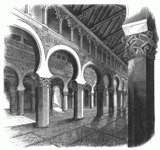 INTERIOR OF SANTA MARIA LA BLANCA, TOLEDO. INTERIOR OF SANTA MARIA LA BLANCA, TOLEDO.