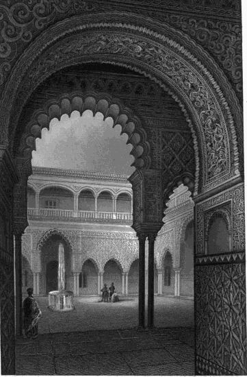 GREAT COURT OF THE ALCAZAR, SEVILLE. GREAT COURT OF THE ALCAZAR, SEVILLE.
