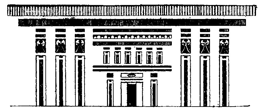 Fig 25.--Façade of a Fourth Dynasty house, from the sarcophagus of Khûfû Poskhû. 