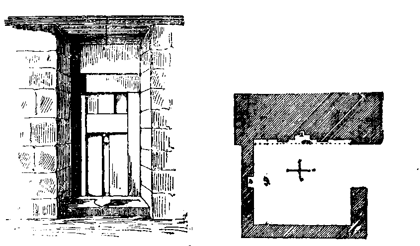 Fig 114.--False door in mastaba, from Mariette's Les Mastabahs. Fig. 115.--Plan of forecourt of mastaba of Kâpir.