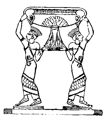 Fig 288.--Crater of precious metal, borne by slaves. Wall-painting, Eighteenth Dynasty.