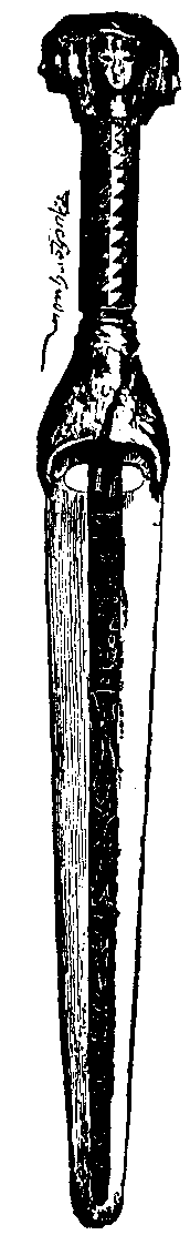 Fig 304.--Poignard of Queen Aahhotep, bearing cartouche of King Ahmes. 