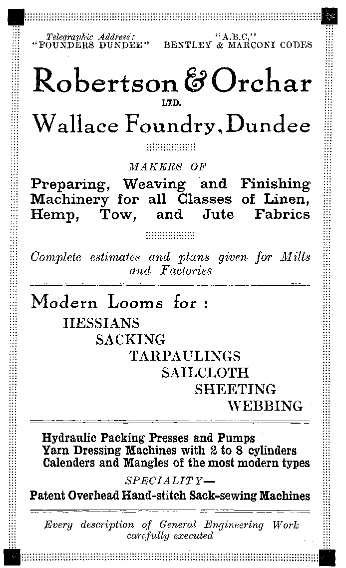 Advertisement: ROBERTSON & ORCHAR, LTD.