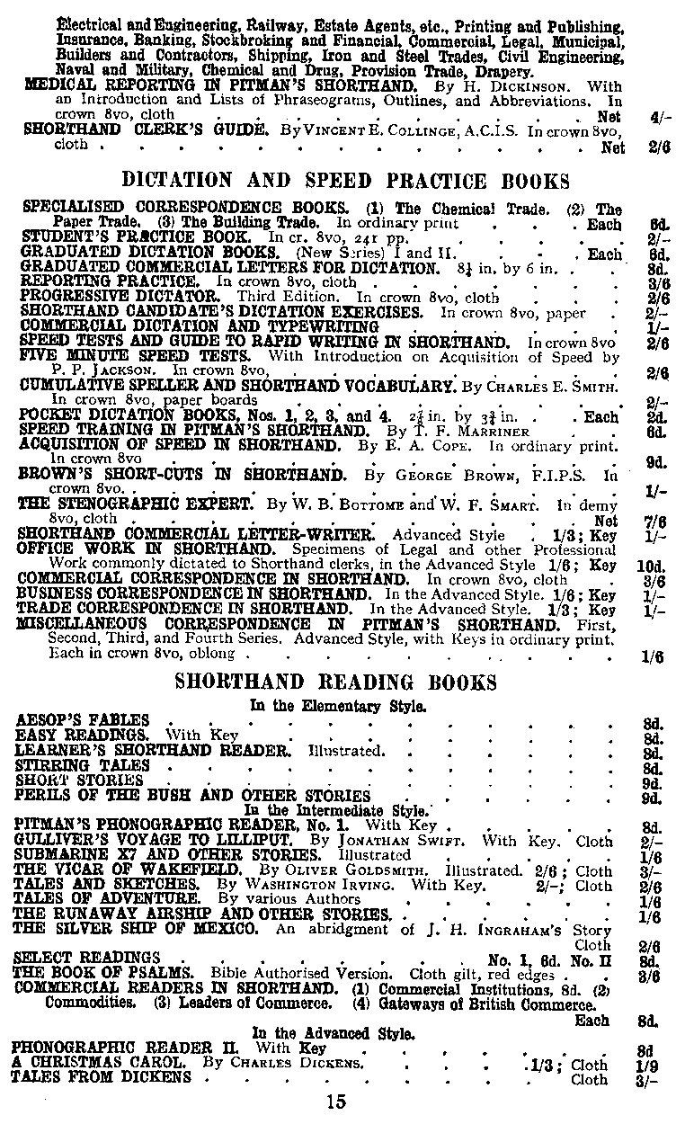 Advertisement: PITMAN HANDBOOKS: SHORTHAND SPEED PRACTICE, READING