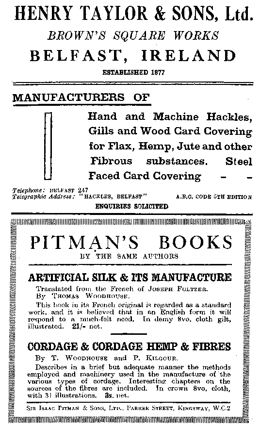 Advertisement: HENRY TAYLOR & SONS, LTD., PITMAN'S BOOKS