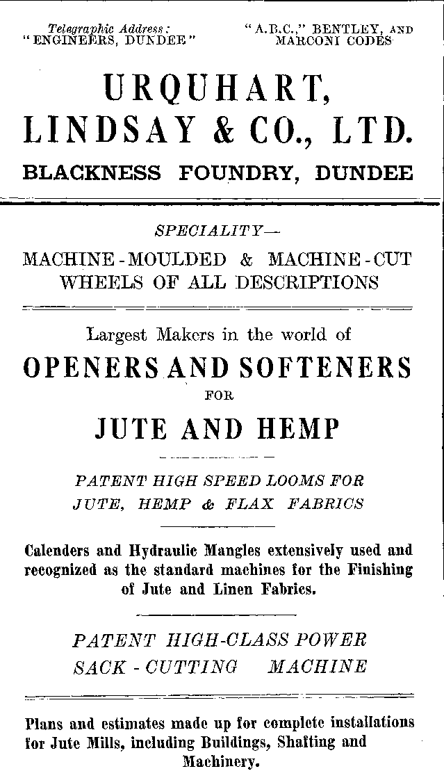 Advertisement: Urquhart, Lindsay & Co., LTD.