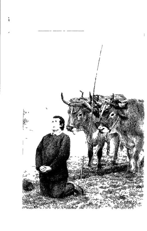 Chapter IV (Appendix) He fell on his knees in the furrow through which he was about to run his plough once more, and repeated the morning prayer with such emotion that the tears rolled down his cheeks, still moist with perspiration Chapter IV (Appendix) He fell on his knees in the furrow through which he was about to run his plough once more, and repeated the morning prayer with such emotion that the tears rolled down his cheeks, still moist with perspiration