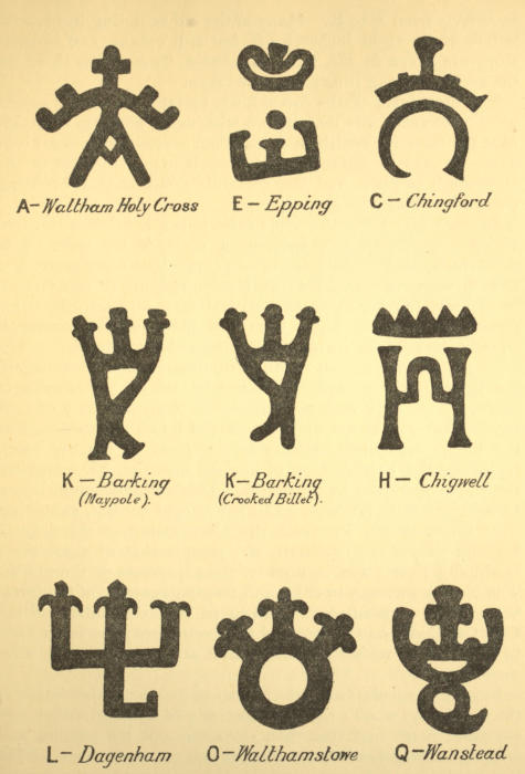 A—Waltham Holy Cross   E—Epping C—Chingford K—Barking (Maypole). K—Barking (Crooked Billet).   H—Chigwell L—Dagenham O—Walthamstowe Q—Wanstead