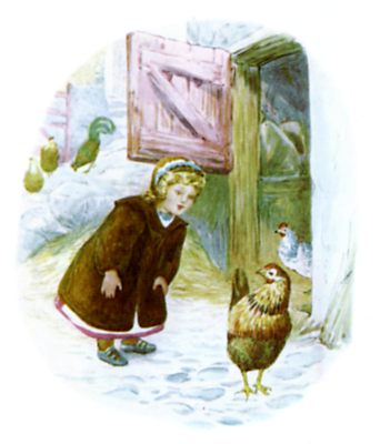 Lucie and the hen Lucie and the hen