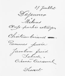 Menu, 27 Juillet Menu, 27 Juillet