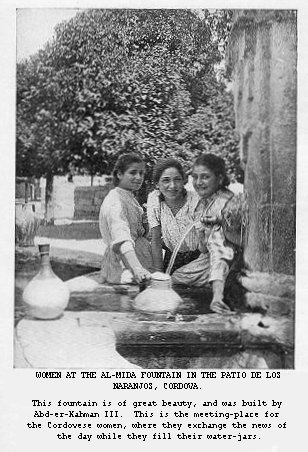 Women at the Al-Mida Fountain in the Patio De Los Naranjos, Cordova