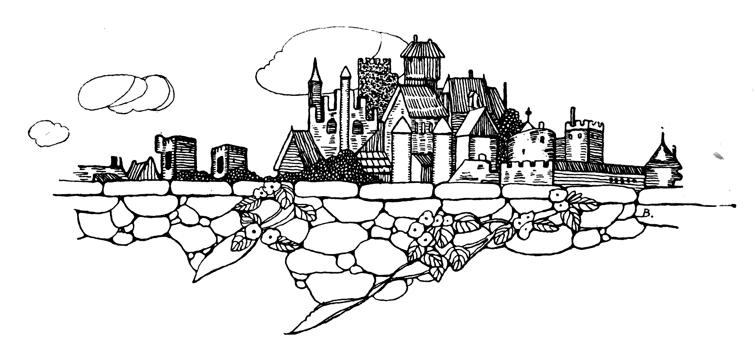 castle behind a wall
