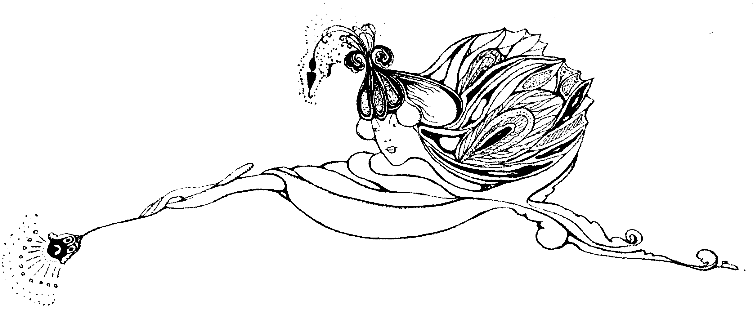 upper part of a woman, waving a flower