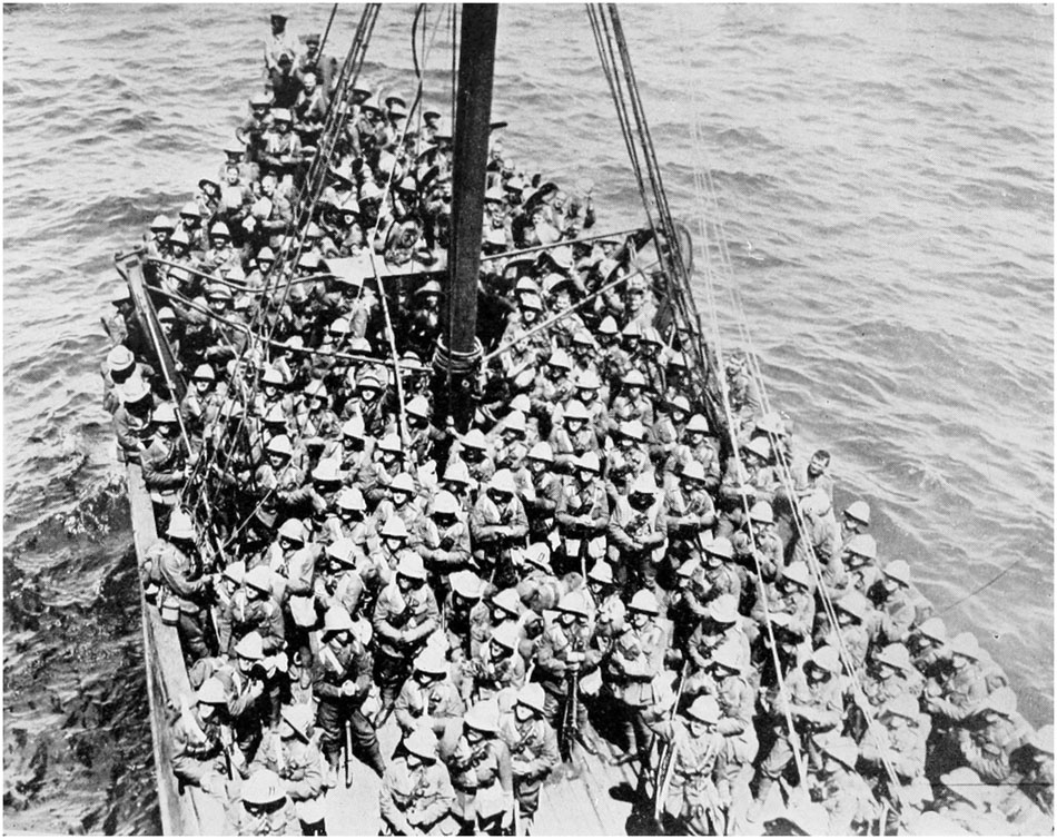 Troops at the Dardanelles leaving for the landing beach