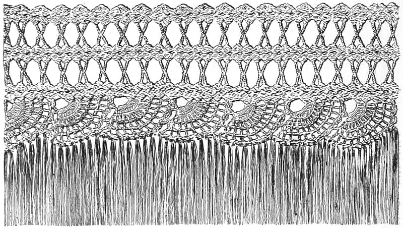 A crocheted lambrequin