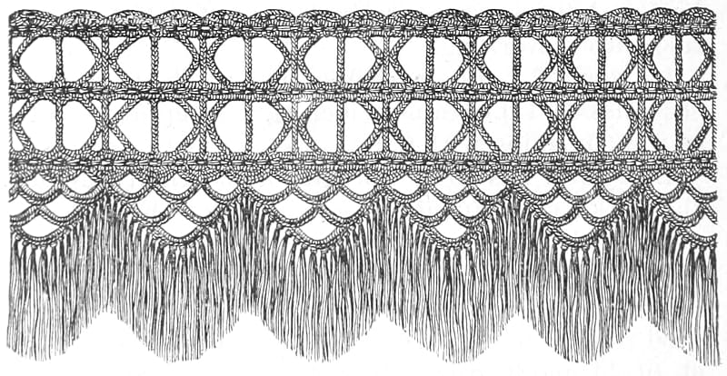 A crocheted lambrequin