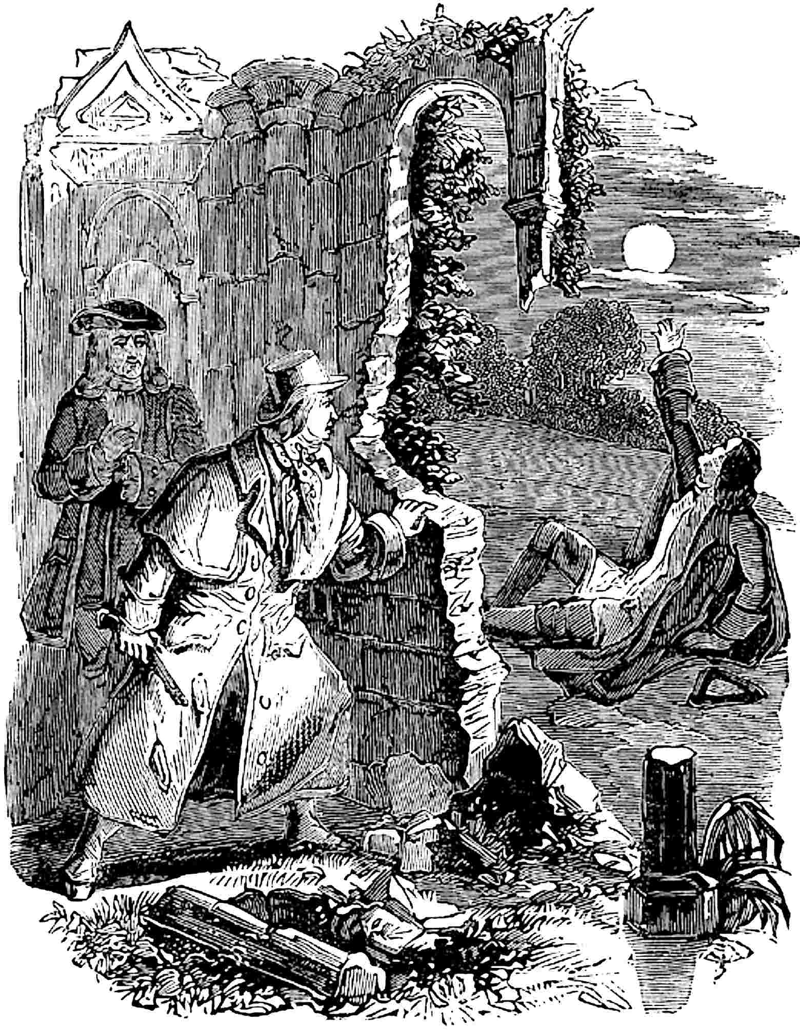 Tom Eccles and Marchdale watching the resuscitation of     the vampyre
