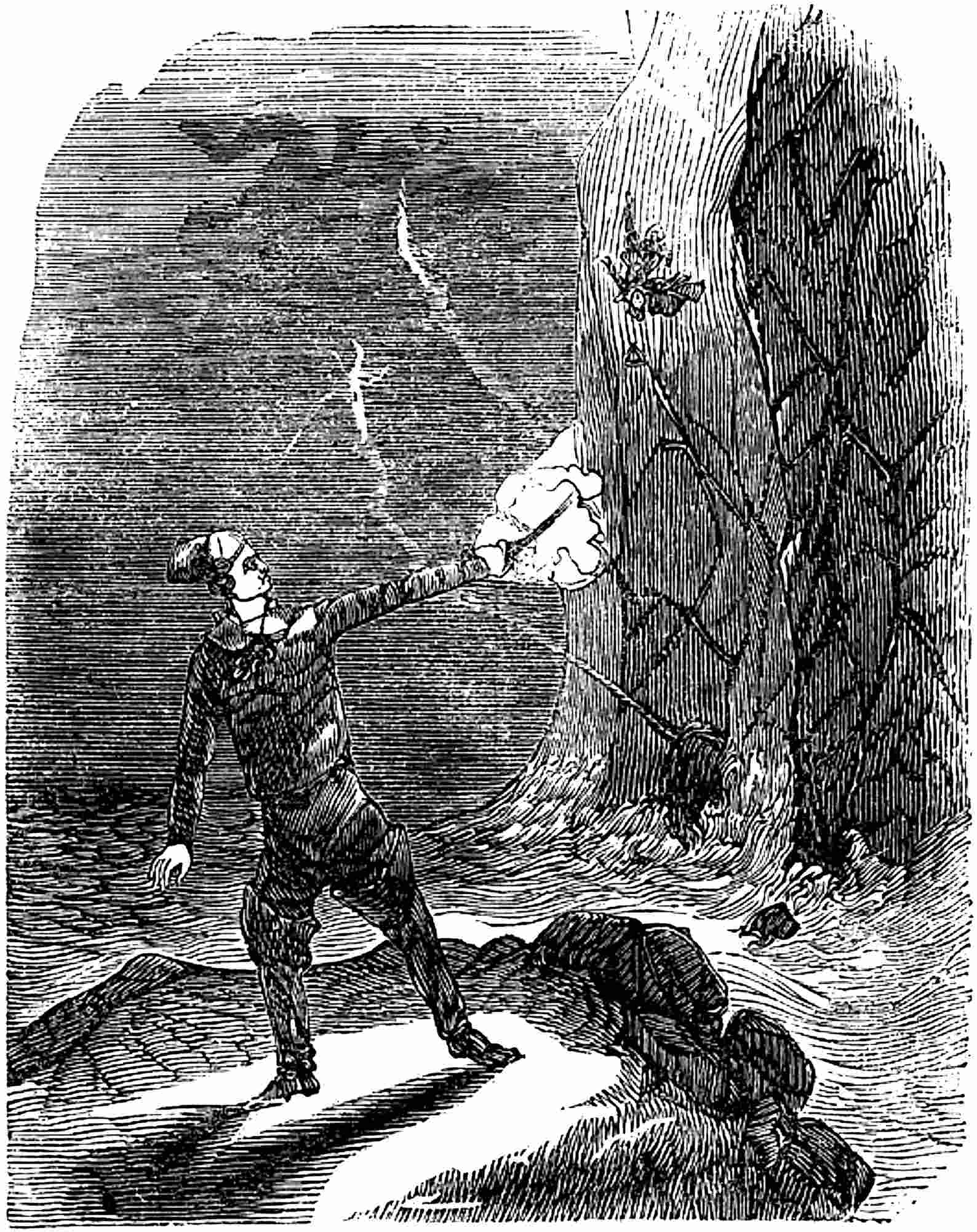 The fisherman fired, and the vampyre fell from the cliff