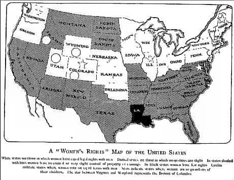 A "WOMEN'S RIGHTS" MAP OF THE UNITED STATES A "WOMEN'S RIGHTS" MAP OF THE UNITED STATES