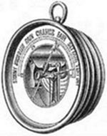 An engraving of a pocket aneroid barometer, with a dial reading weather conditions from Stormy through Rain, Change, Fair, Set Fair to Very Dry — a portable 19th-century meteorological instrument.
