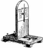 An early Morse telegraph register — a small upright device with a perforated plate and a base mechanism for sending or recording dot-and-dash signals.