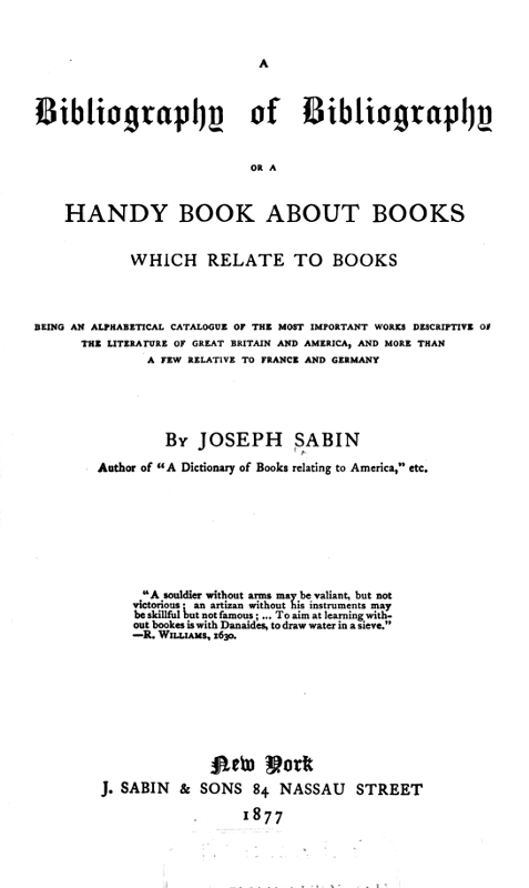 A Bibliography of Bibliography