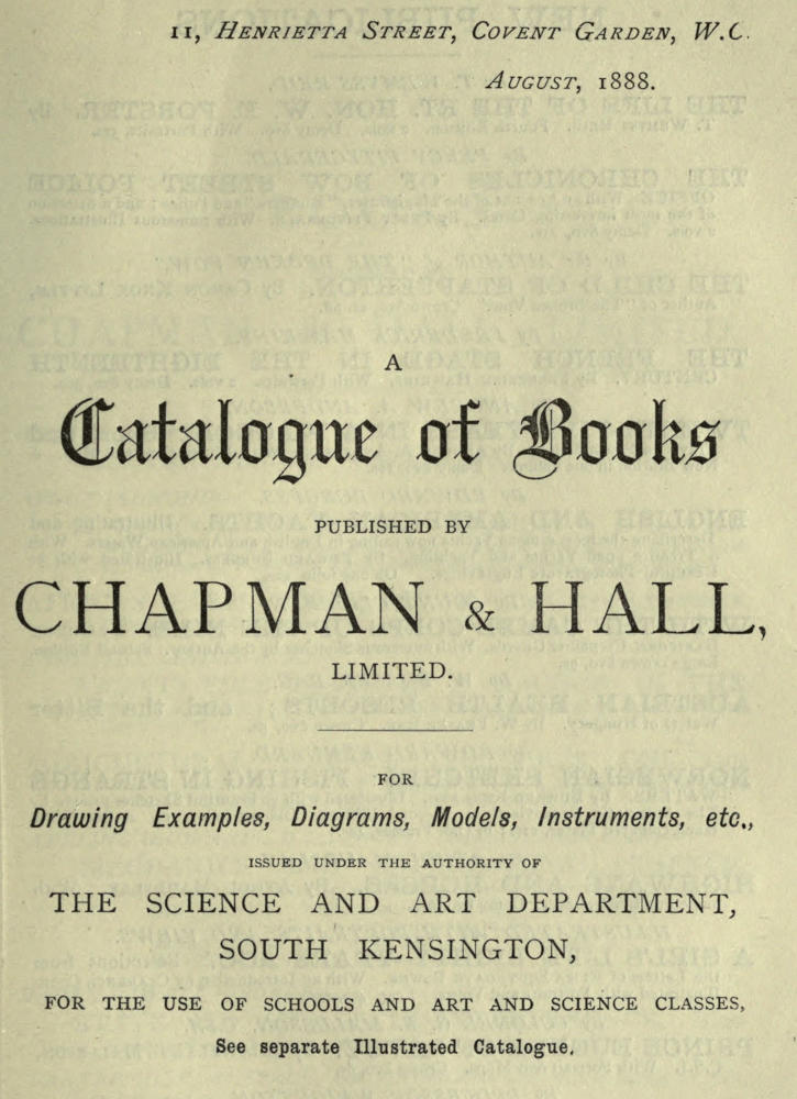 A Catalogue of Books Published by Chapman & Hall, Limited, by Chapman & Hall, Limited.