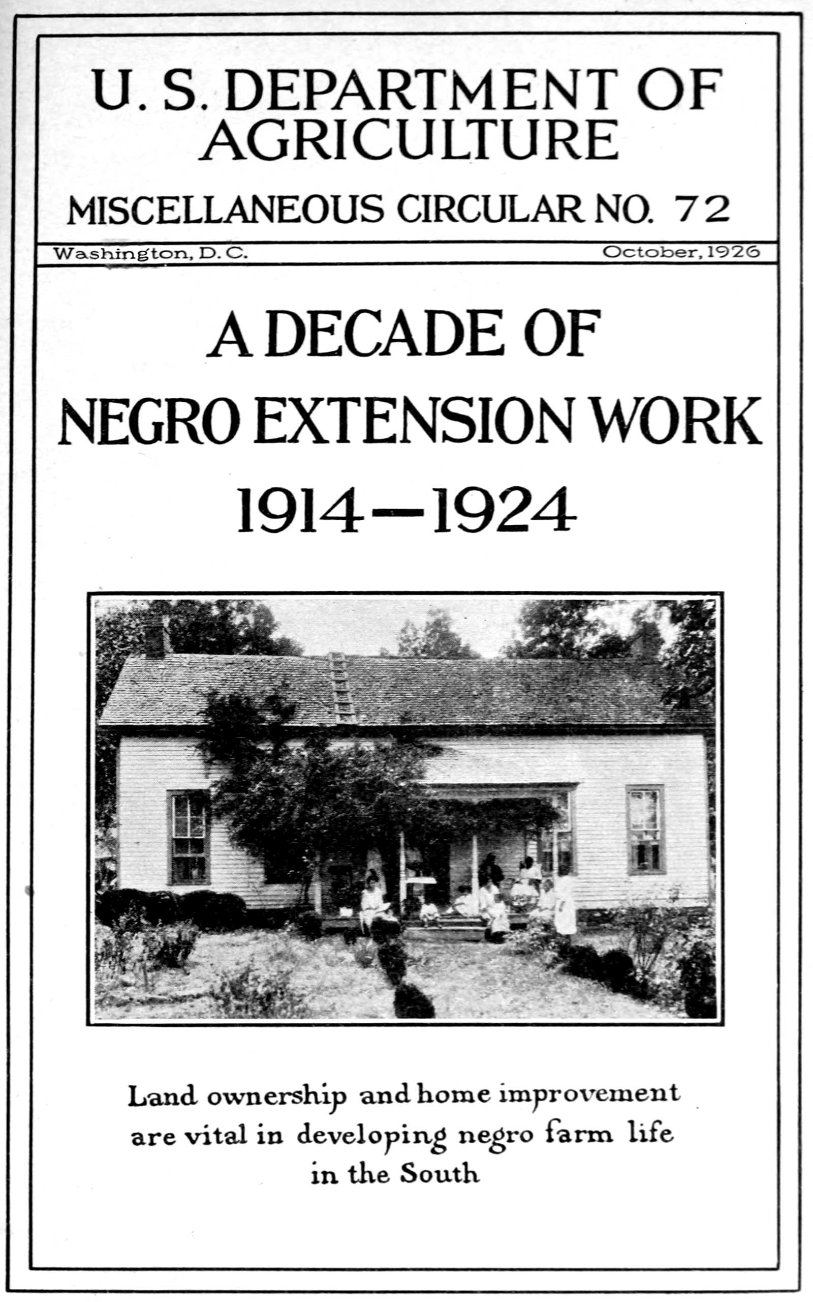 A Decade of Negro Extension Work 1914-1924