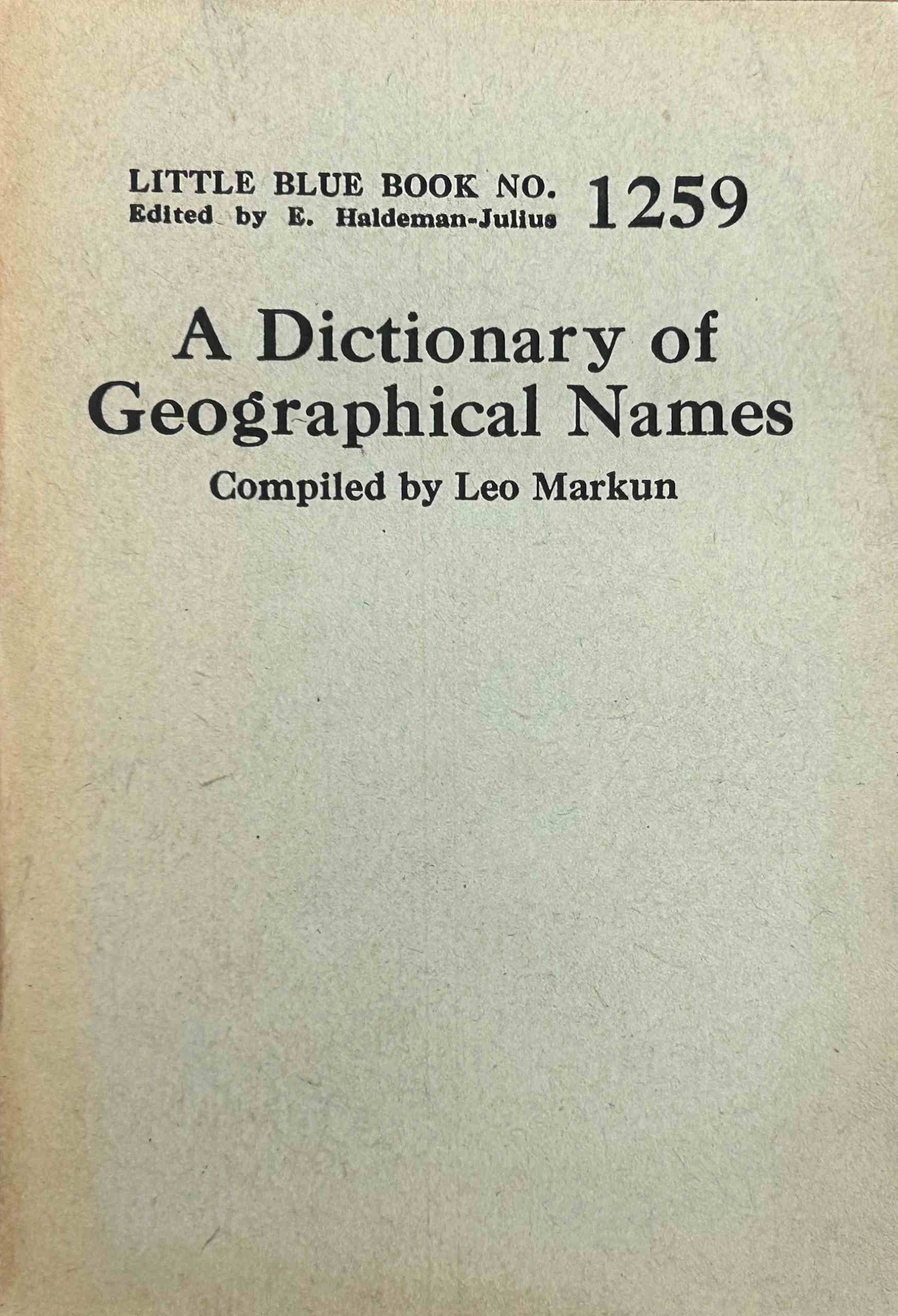 A dictionary of geographical names