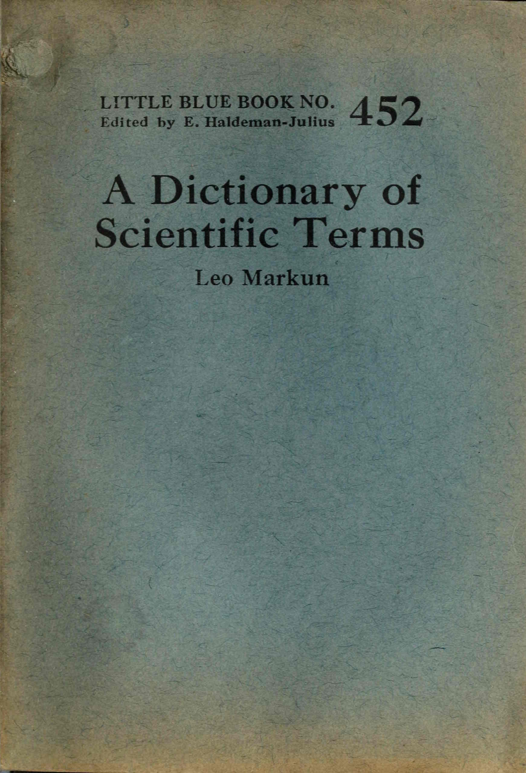 A Dictionary of Scientific Terms