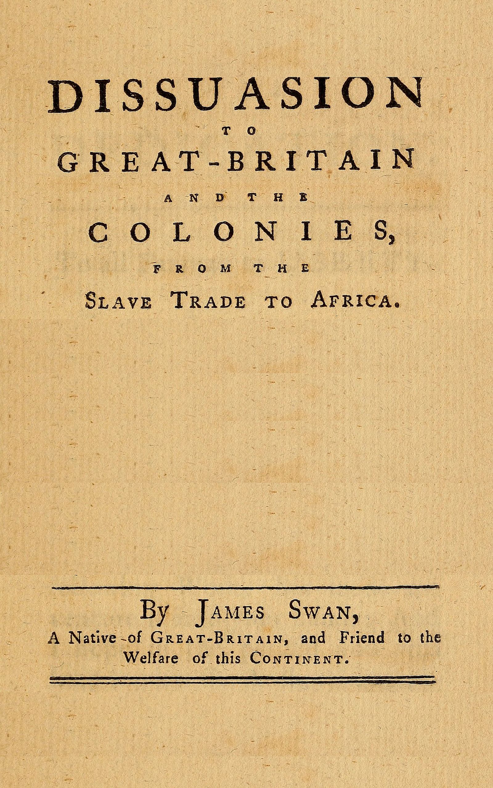 A dissuasion from the slave trade