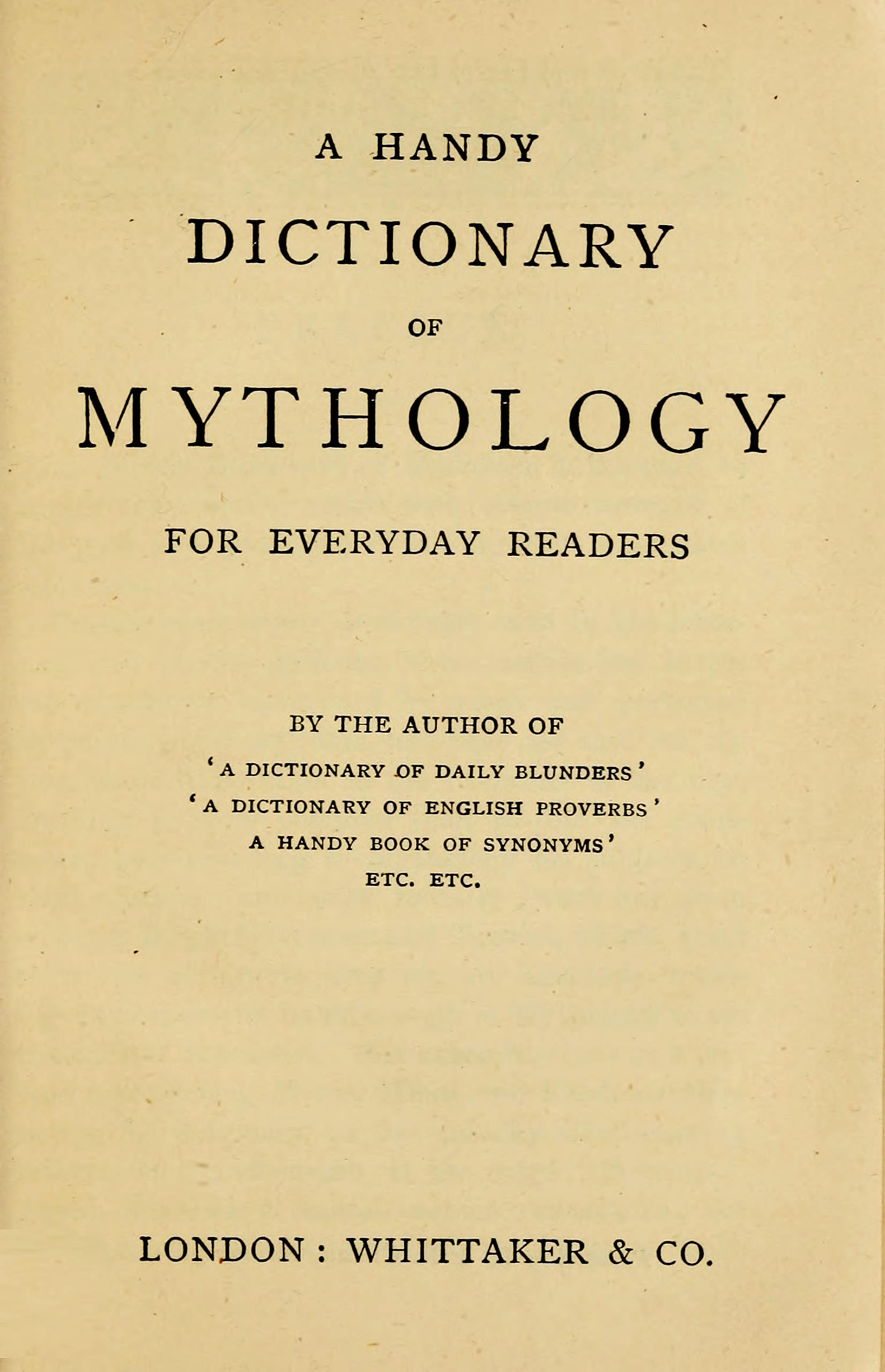 A Handy Dictionary of Mythology