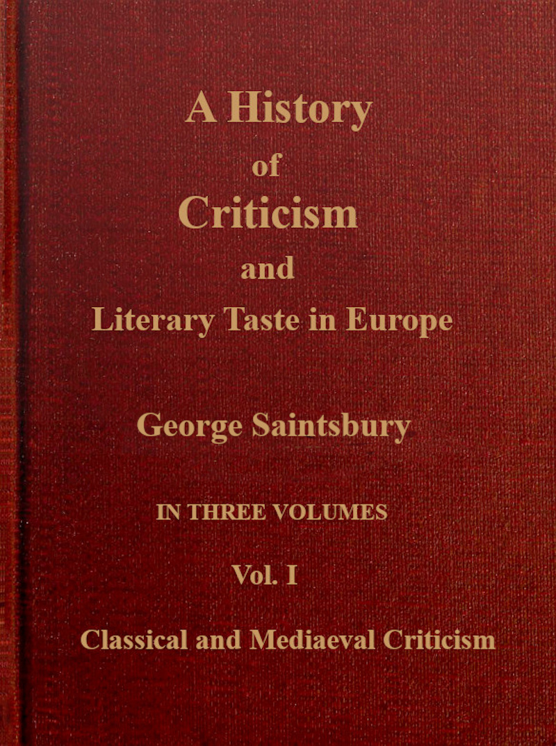 A History of Criticism, Vol. I