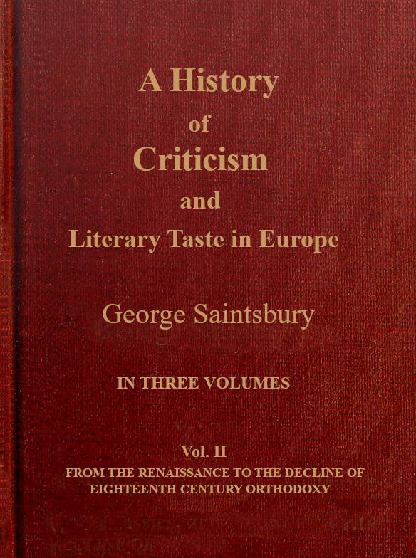 A History of Criticism, Vol. II