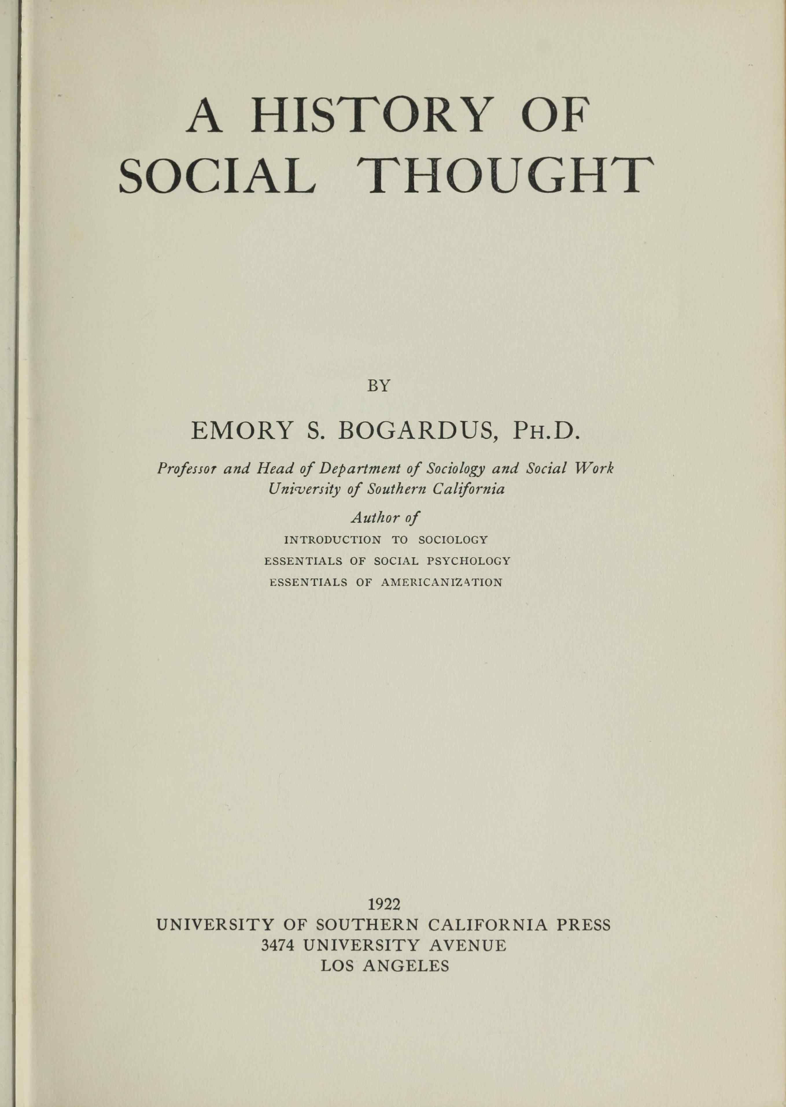 A History of Social Thought