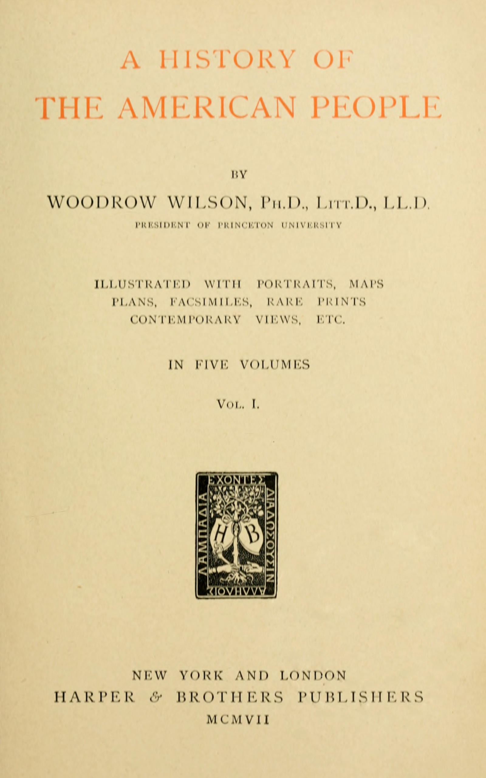 A history of the American people, volume 1