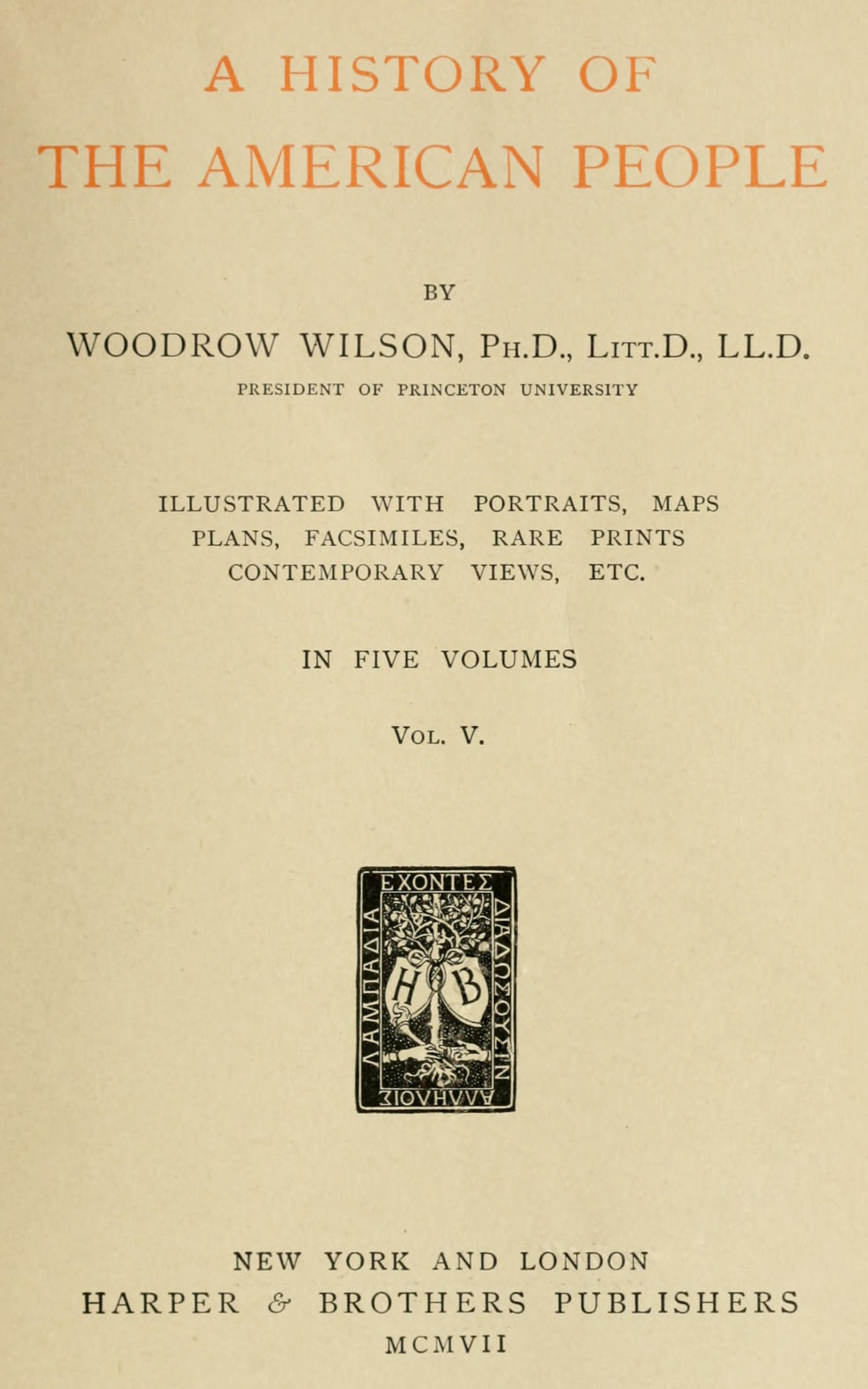 A history of the American people, volume 5