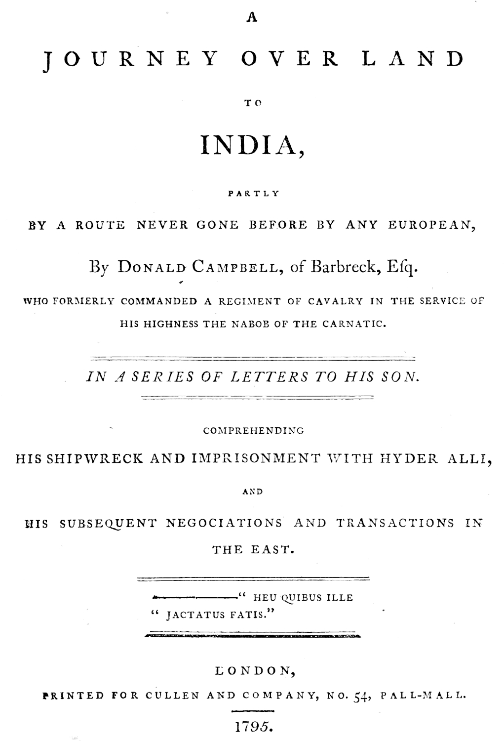 A Journey Over Land to India