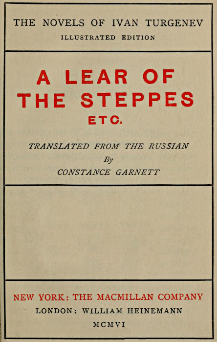A Lear of the Steppes, etc