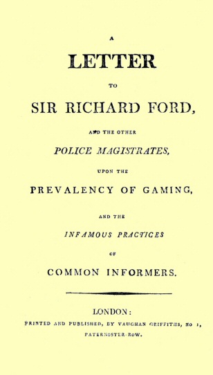 A Letter to Sir Richard Ford and the other Police Magistrates