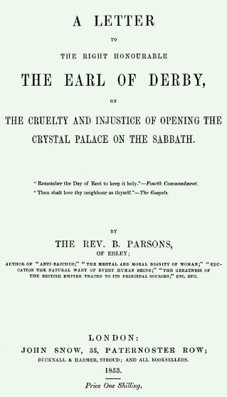 A Letter to the Right Honourable the Earl of Derby