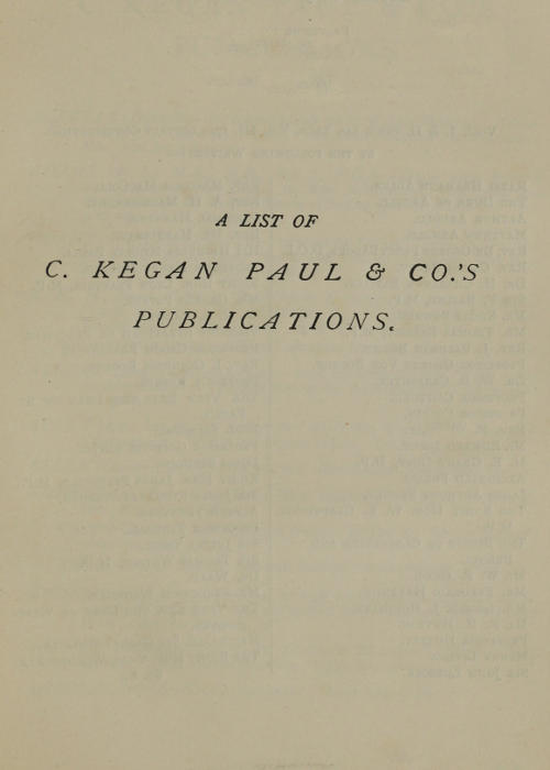 A List of C. Kegan Paul & Co.’s Publications