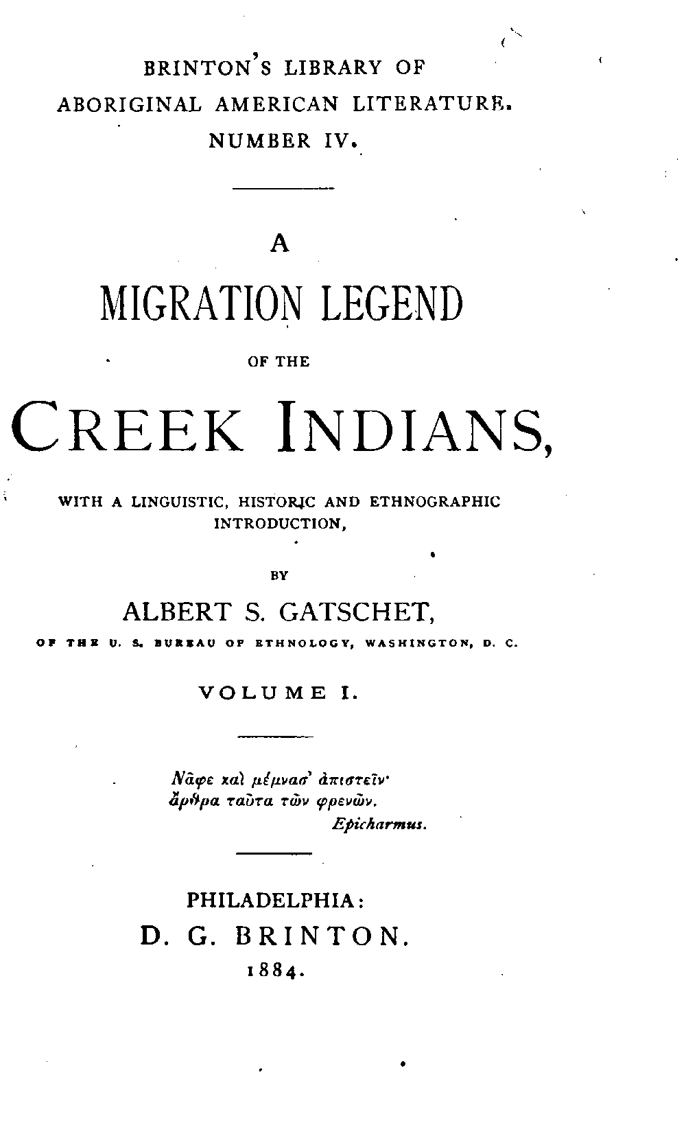 A Migration Legend of the Creek Indians