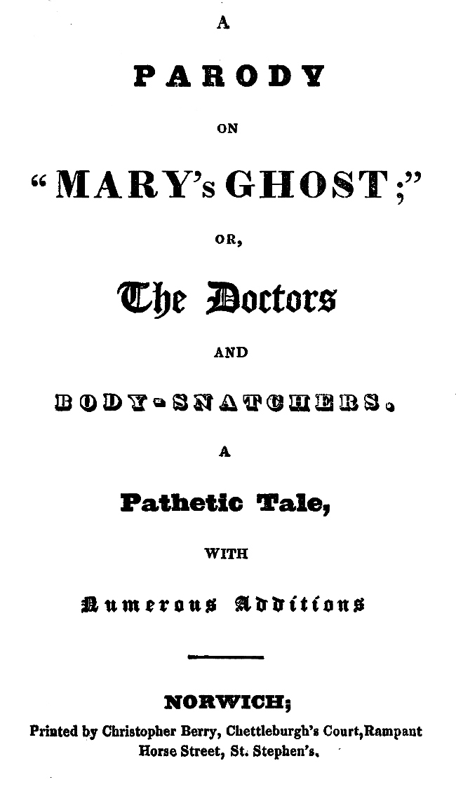 A Parody on Mary's Ghost