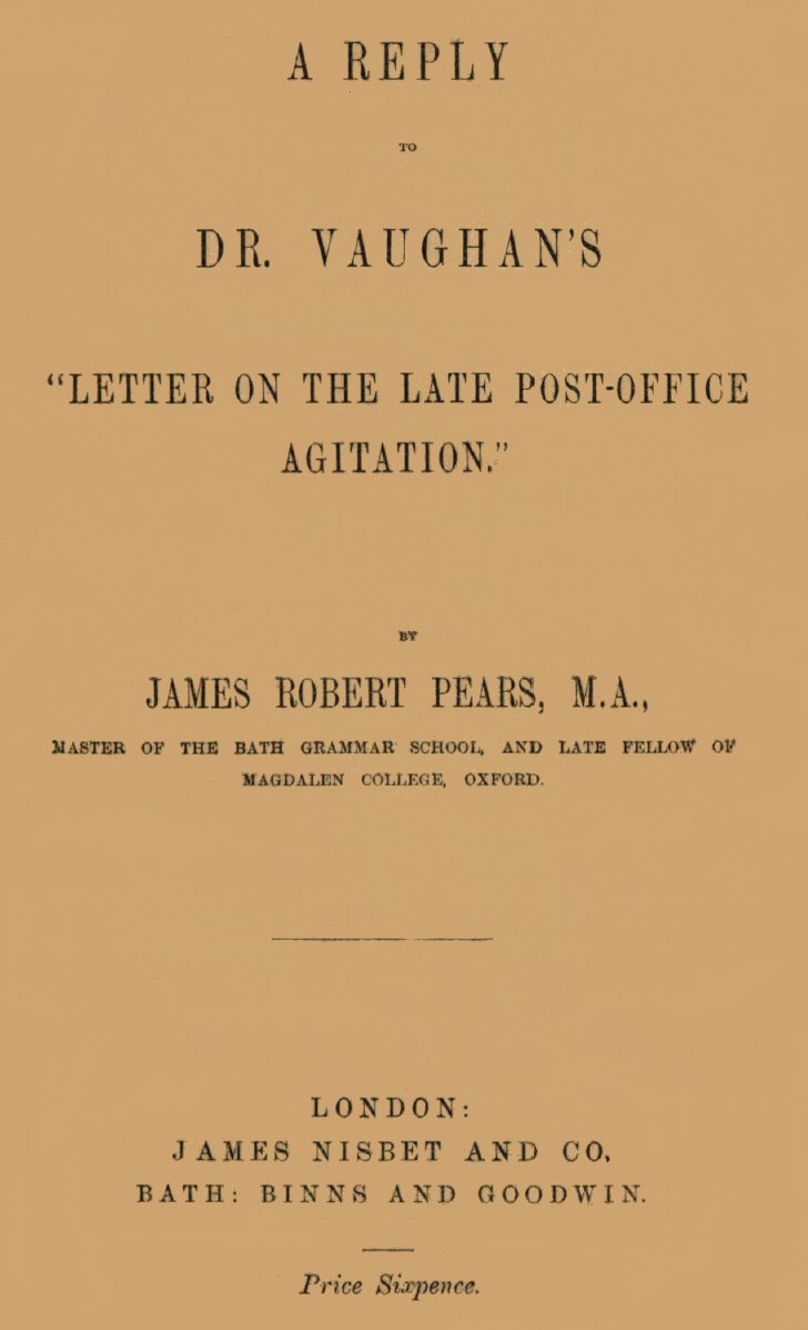 A Reply to Dr. Vaughan's "Letter on the late Post-Office Agitation"