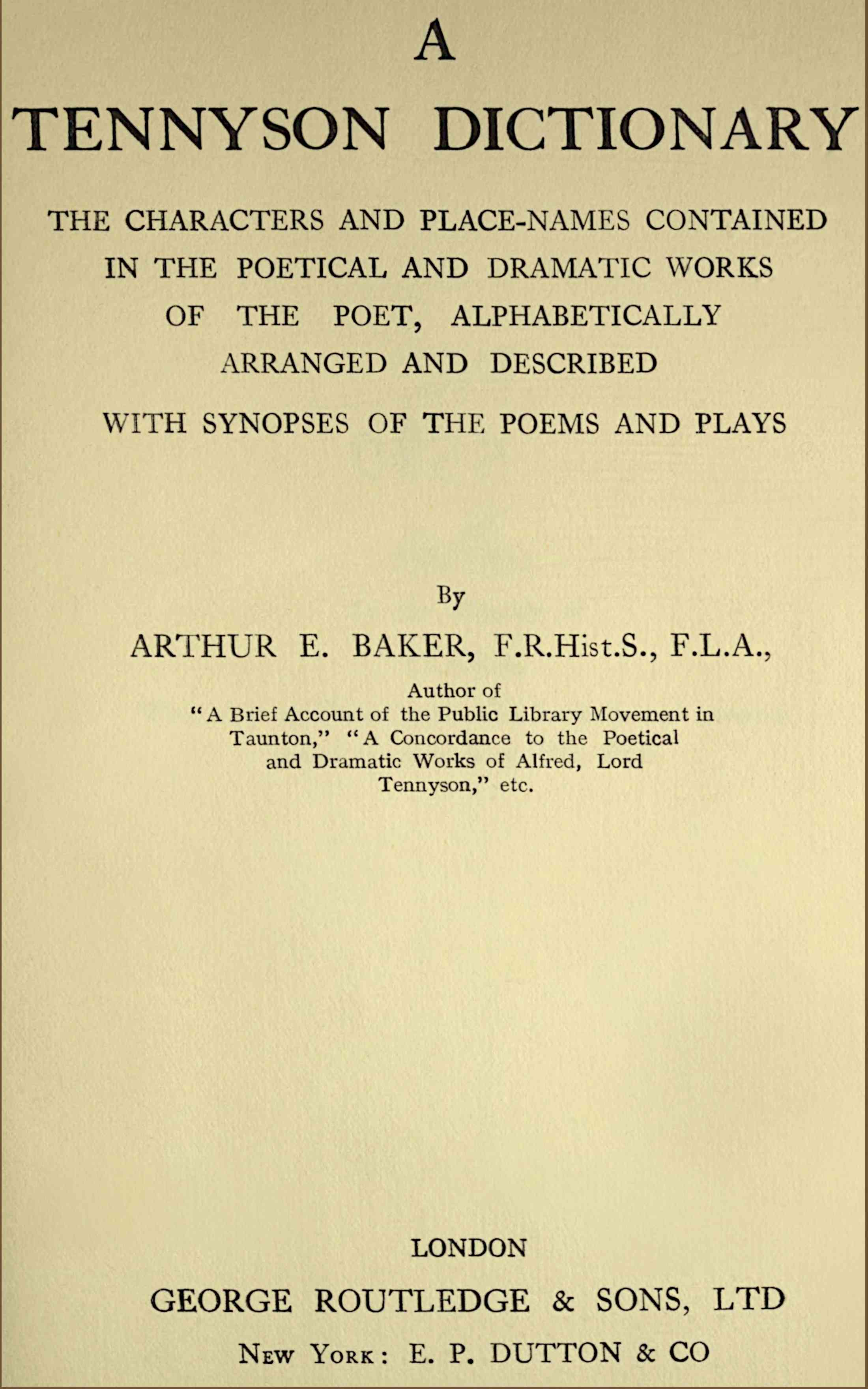 A Tennyson dictionary