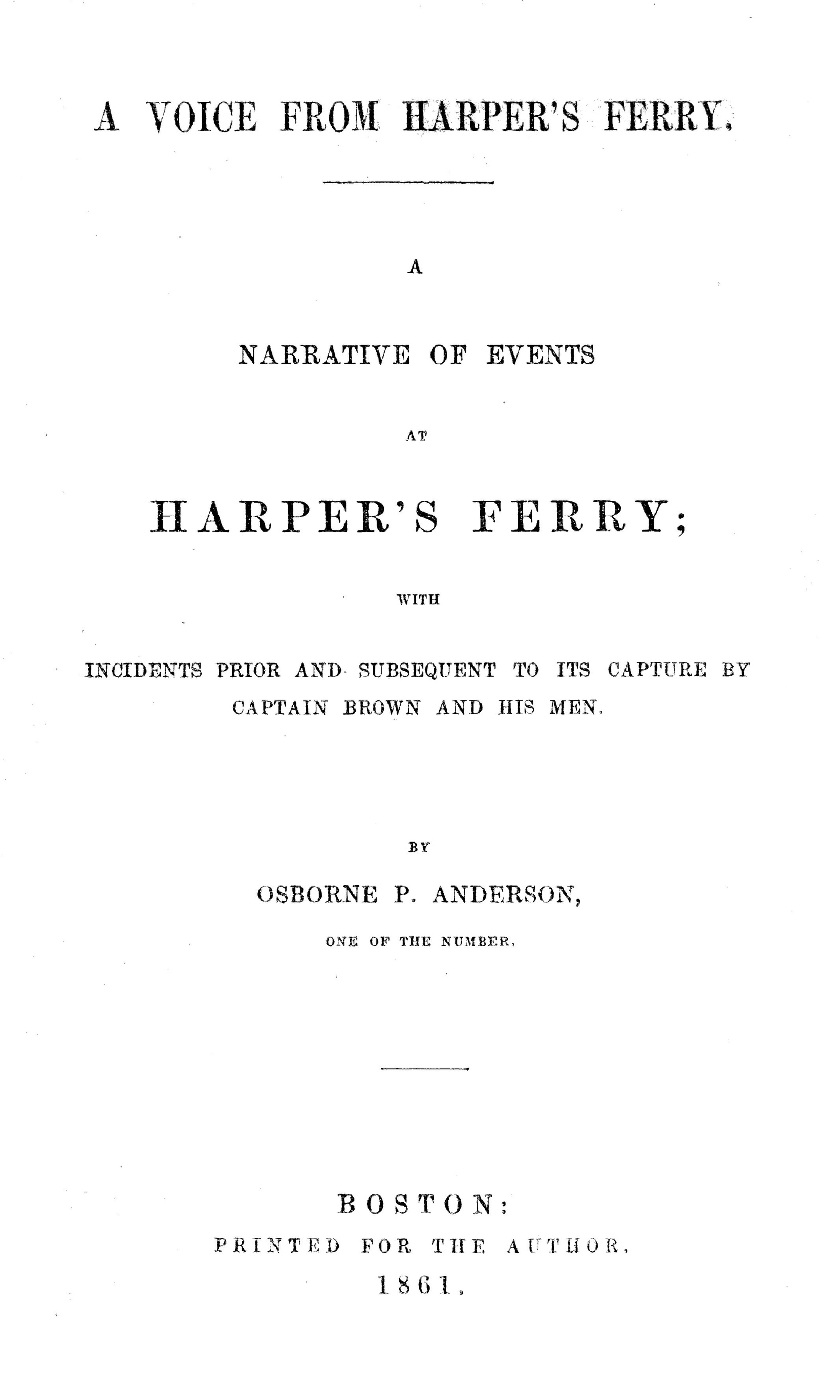 A Voice from Harper’s Ferry