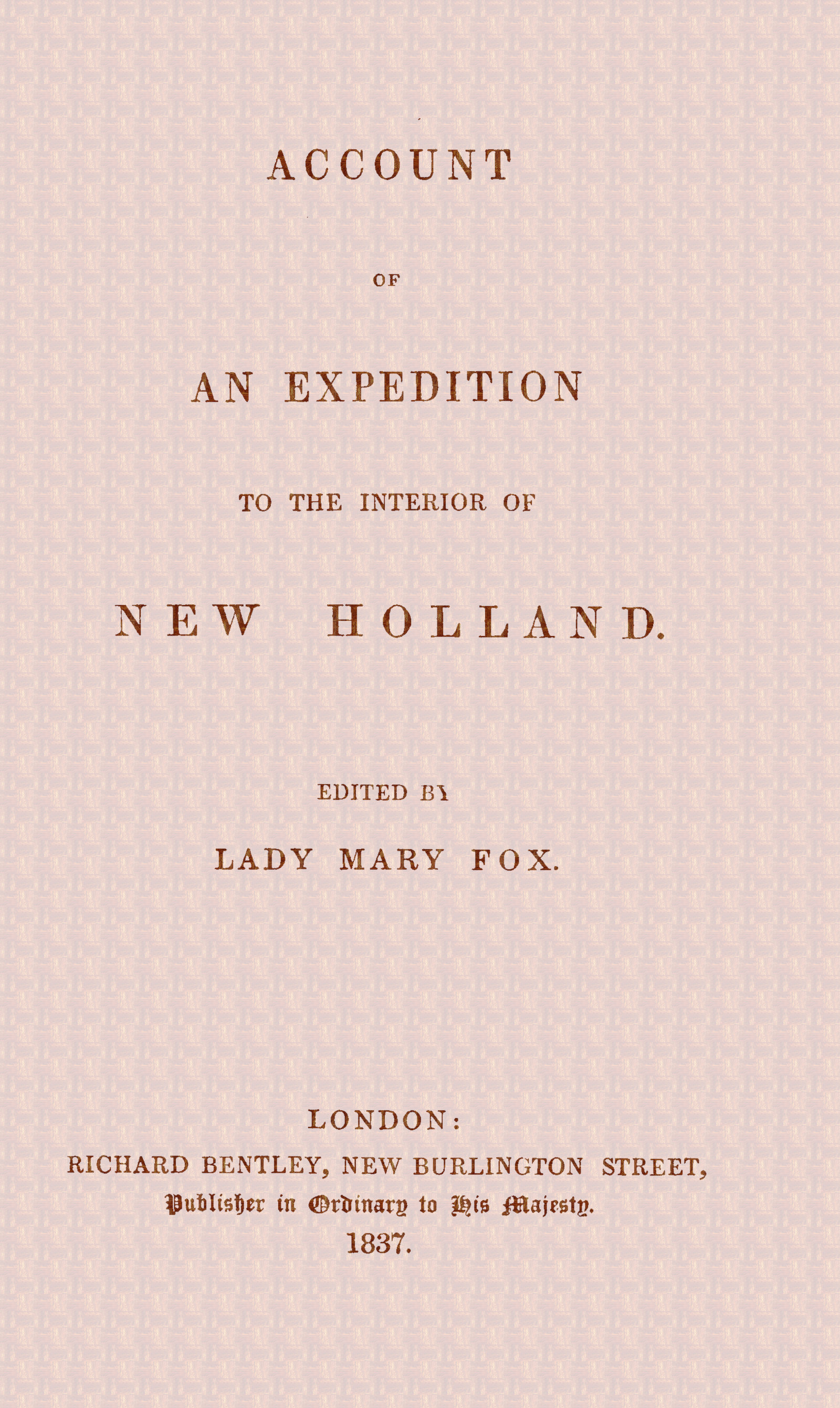 Account of an expedition to the interior of new Holland, edited