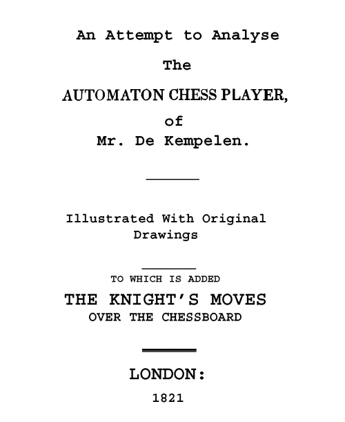 An Attempt to Analyse the Automaton Chess Player